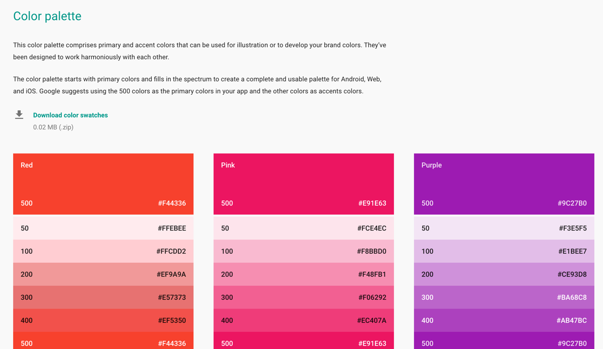 Google Design Guidelines Color | material design のパレット色を決めるときの簡単な方針づけ Google Design Guidelines Color | material design のパレット色を決めるときの簡単な方針づけ