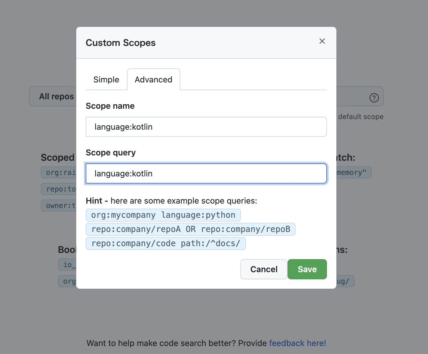 GitHub Code Search (Preview) の カスタムスコープ は強力 - cs.github.com
