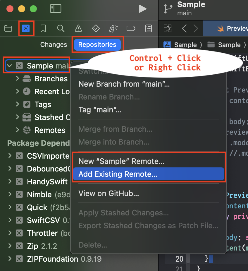 【Xcode】ローカルと GitHub のソース管理連携設定